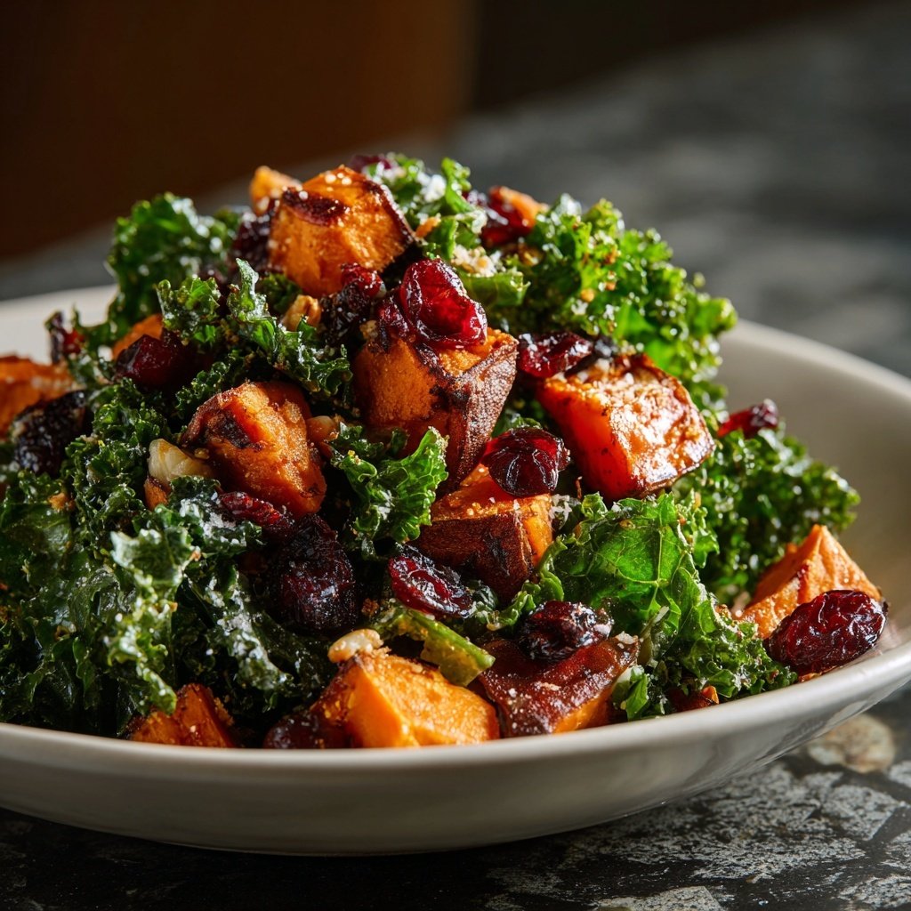 Kale Sweet Potato Salad with Cranberries