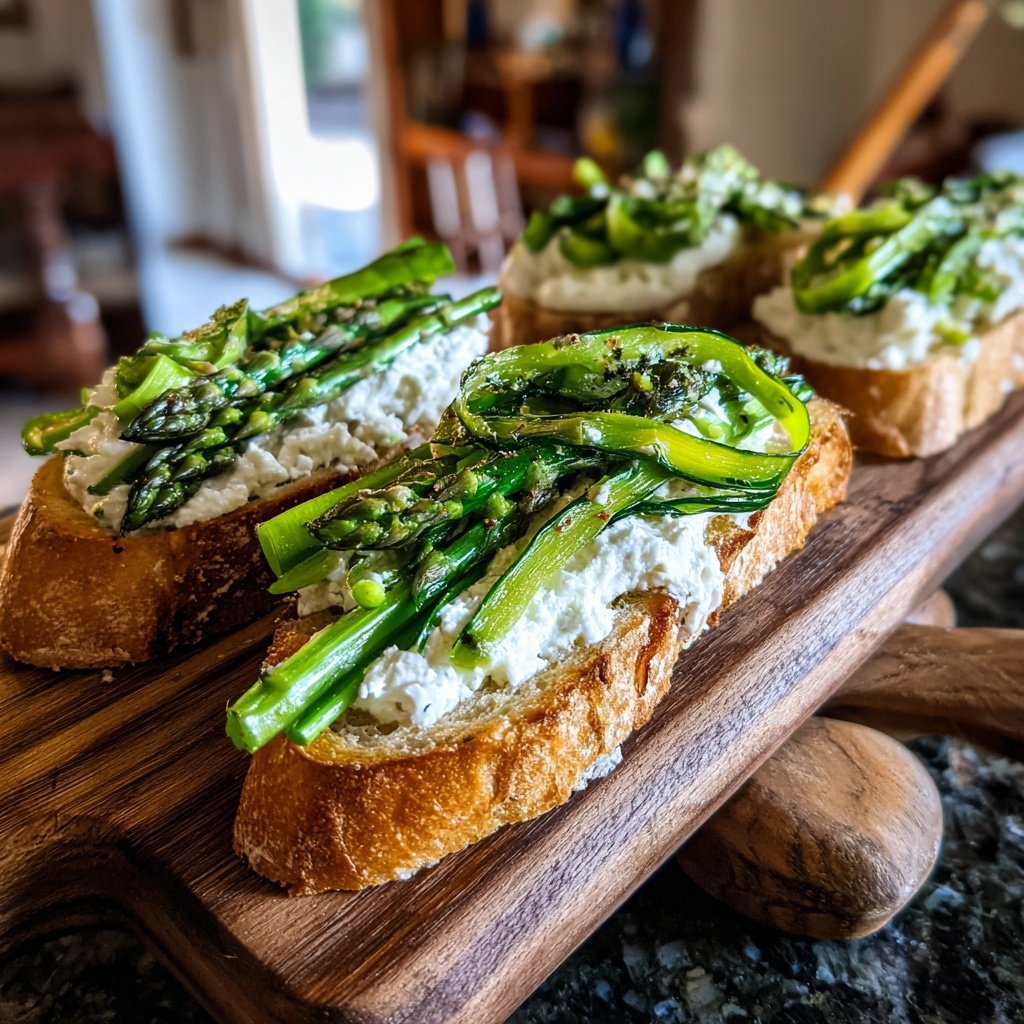 Asparagus Ribbon Ricotta Crostini