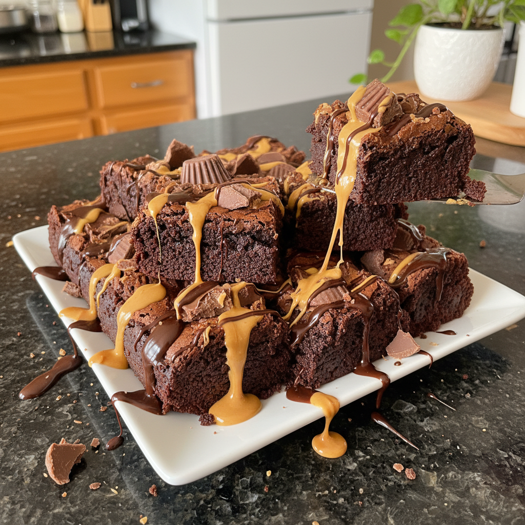 Decadent Reese's Cheesecake Brownies