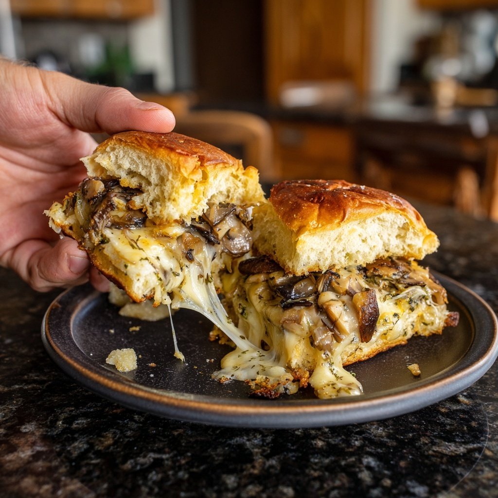 Garlicky Mushroom and Gruyère Sliders