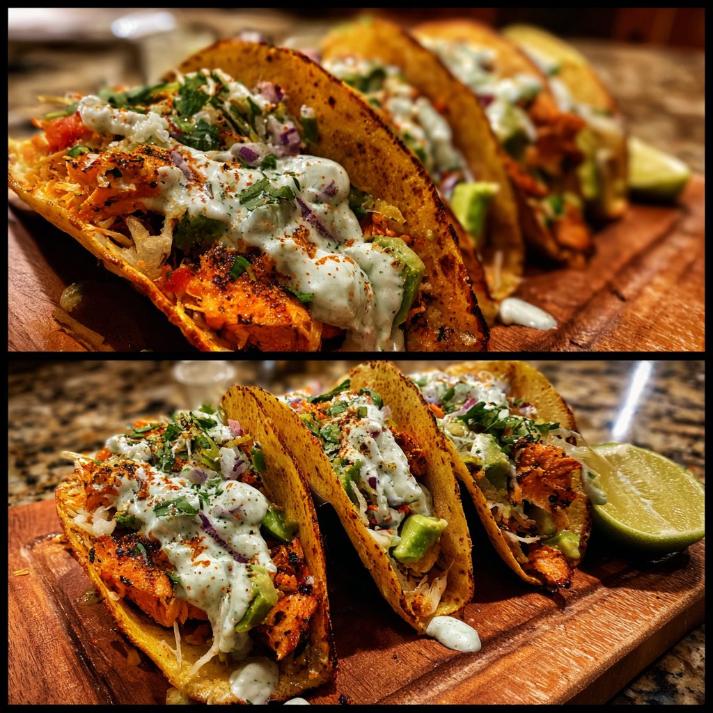 Spicy Crunchy Salmon Tacos